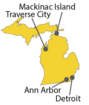 Map showing prior service locations